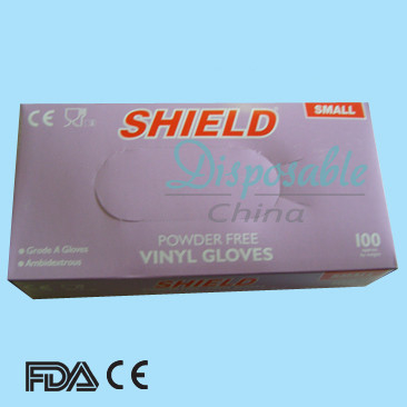 Clear disposable vinyl gloves/medical examination gloves powder lightly