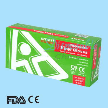 Clear disposable vinyl gloves/medical examination gloves powder lightly