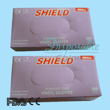 Clear disposable vinyl gloves/medical examination gloves powder lightly