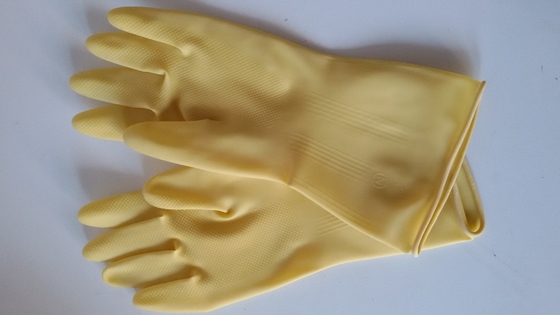 Long rubber Latex Household Gloves in natural rubber for cleaning and kitchen