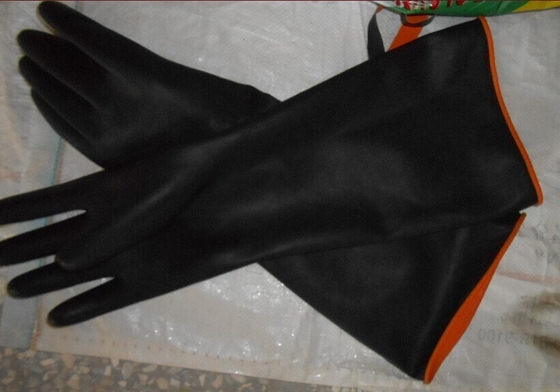 Heavy-duty Rubber Latex Glove,smooth palm,black/orange color,weight 190g,size 14''and 18''