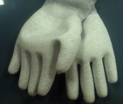 Gray Polyester PU Coated Glove Anti-static with Strong abrasion performance