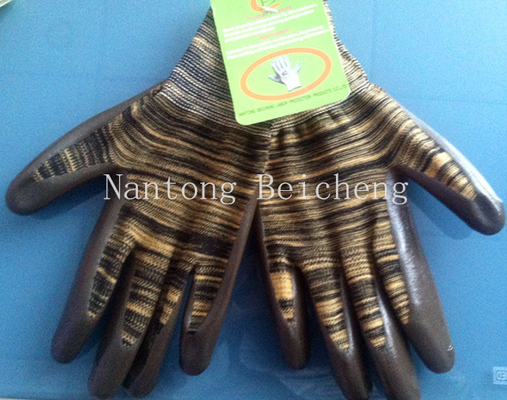 Brown Smooth Nitrile Work Gloves 13 Gauge With Polyester Liner Dip Palm