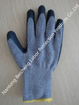 10 Gauge Grey Latex Coated Gloves T/C Dip Palm , Black Crinkle