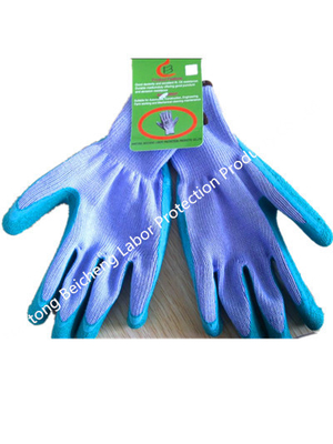 Blue 10Gauge Latex Coated Gloves , T/C Dip Palm Latex Crinkle Glove