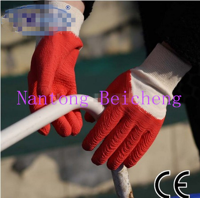 Cotton Dyed Latex Coated Gloves with Interlock Knit-wrist Open Back Dip