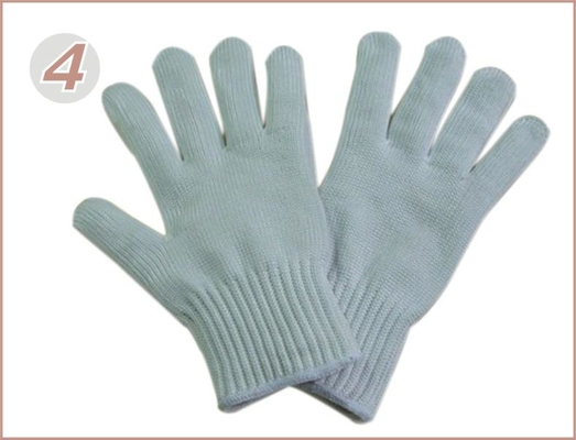 Lightweight 7G Knitted Seamless Dyneema Mixed Steel Yarn White Cut Resistant Glove