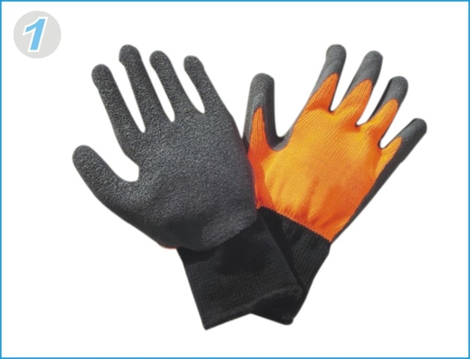 Customized Durable Latex Coated Gloves With Fluorescent Liner For Warehousing Construction