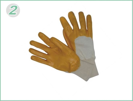 Torna a maglia polsino giallo rivestimento protettivo mano Guanti in Nitrile con Open
